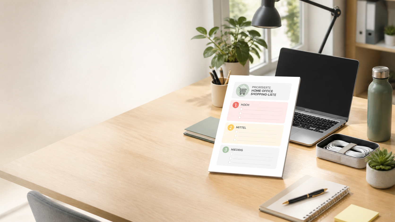 Home-Office Einkaufsliste nach Priorität